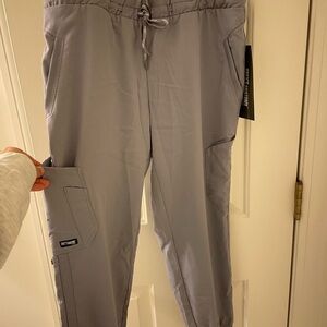 Grey's Anatomy Scrubs Gray Jogger Pants with Drawstring Waist in Moonstone color